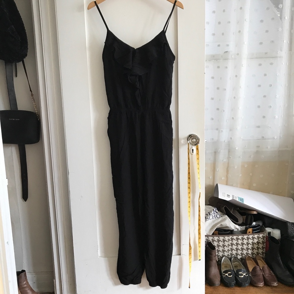 3/$15 Black ruffle detail jumpsuit